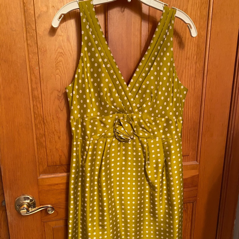 J. Crew Olive Green Polka Dot Sleeveless Wrap Dress